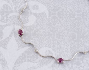 Vintage Style White Gold Ruby and Diamond Bracelet