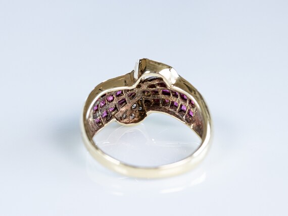 Ruby and Diamond Ring with Bow Design - image 5