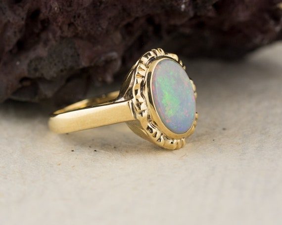 Bezel Set Opal Solitaire Ring in Yellow Gold - image 2