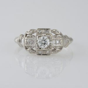 Vintage Diamond Art Deco Ring in 14k White Gold