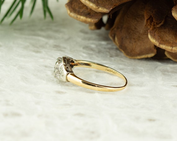 Vintage Two Tone Solitaire Diamond Ring - image 2