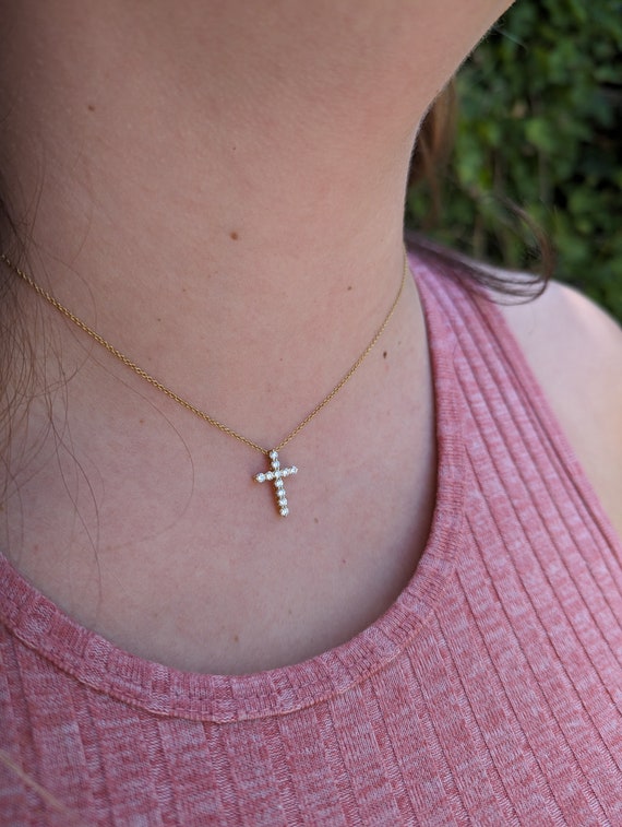 Vintage Tiffany and Co. Cross and Diamond Necklace - image 8