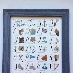 Sailors Alphabet 11x14 Print | Nautical Decor | Sea Lover | For Sailors | Love Sailing | Nautical Baby gift | Kids Room | Bright Spot Papier