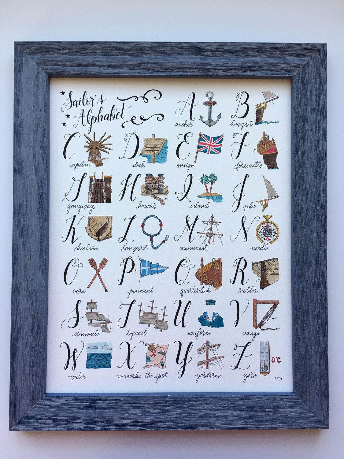 Sailors Alphabet 11x14 Print Nautical Decor Sea Lover For Sailors