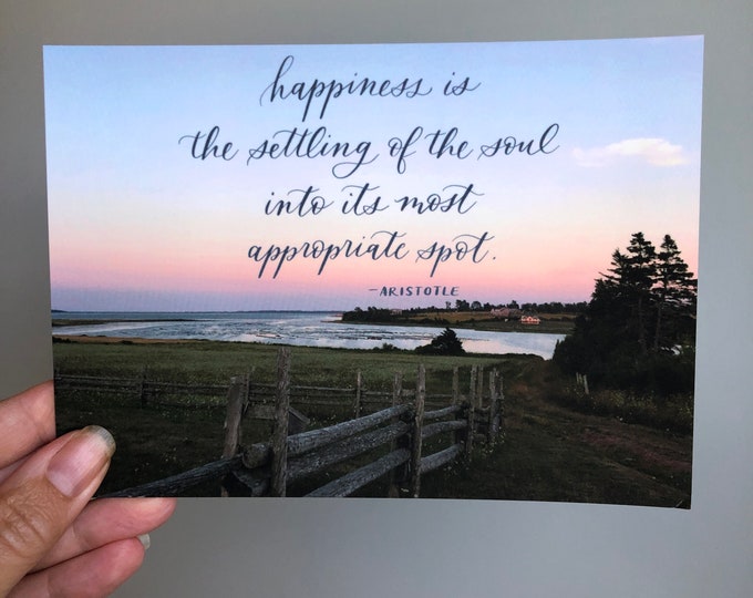 5x7 Flat note card | Happiness is | Art print | Ready to frame | Quote art cards | Bright Spot Papier