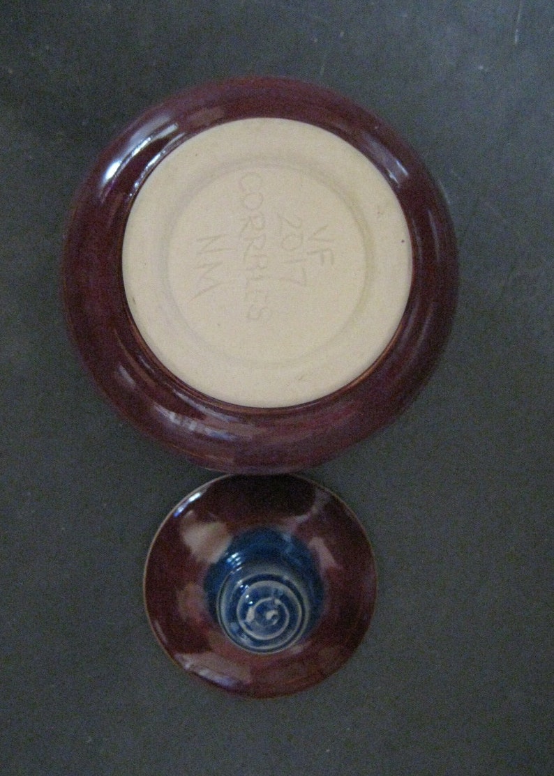 Salt Pot Unique Multi Use Pot One of a Kind Mini Sugar Bowl Keepsake Box Markdown Seconds Merlot Lidded Pot