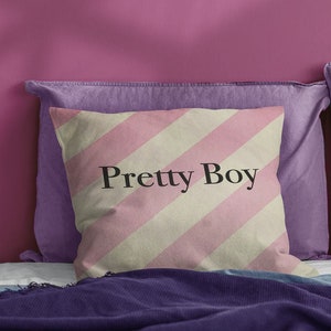 Pretty Boy Stripe Throw Pillow-Cream