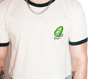 Avocad Hoe Ringer Crop Tee-Cream
