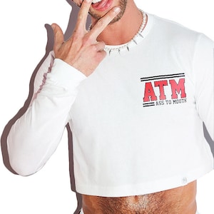 Ass To Mouth Long Sleeve Crop Tee-White