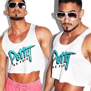 Petty AF Crop Racerback Tank-White Fleck