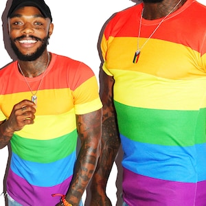 Rainbow Stripe All Over Tee- Multi