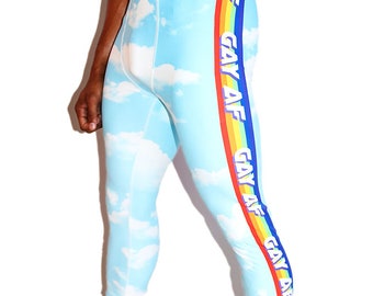 Gay AF Cloud Leggings Tights- Sky Blue