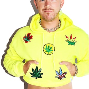neon yellow crop hoodie
