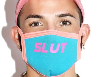 Slut Face Mask-Blue