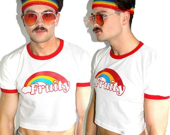 Fruity Ringer Crop Tee-White