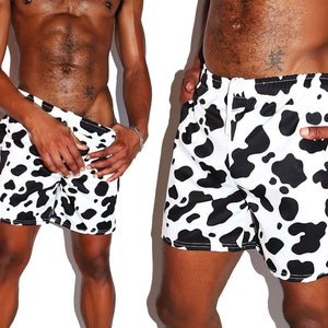 Cow Print Gym Shorts - White