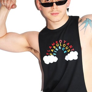 Flamboyant Rainbow Low Arm Shredder Tank- Black