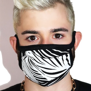 Jungle Monochrome Face Mask-Black