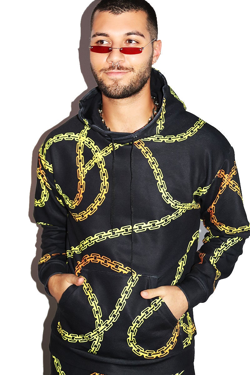 Buy Chains All Over Print Long Sleeve Hoodie Black Online in India 