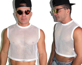 Marek+Richard Core Mesh Crop Tank-White
