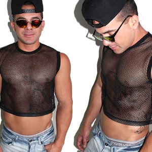 Marek+Richard Core Mesh Crop Tank-Black