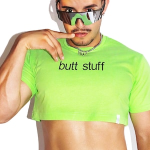 Butt Stuff Extreme Crop Tee-Neon Green