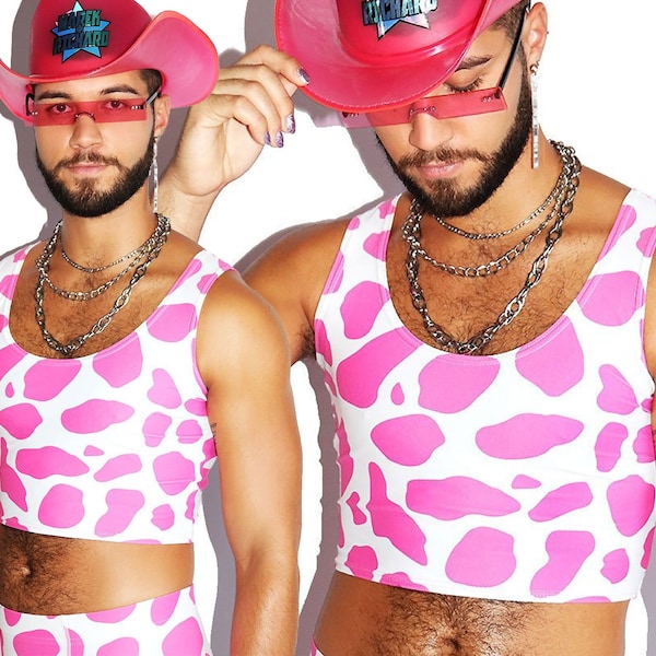 pink cow print vest