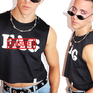 Gay Slur Crop Tank - Black