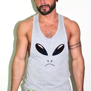 Marek+Richard Alien Face Racer Back Tank- Grey