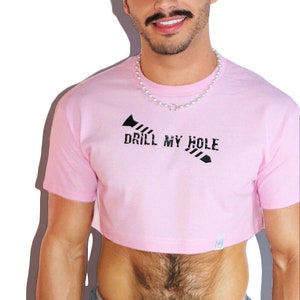Drill My Hole Extreme Crop Tee-Pink