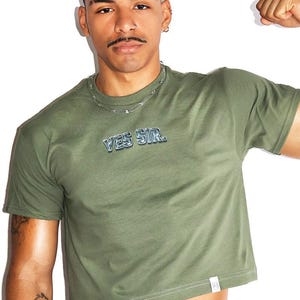 Yes Sir Crop Tee- Army