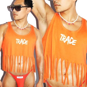 Trade Fringe Racerback Crop Tank- Orange