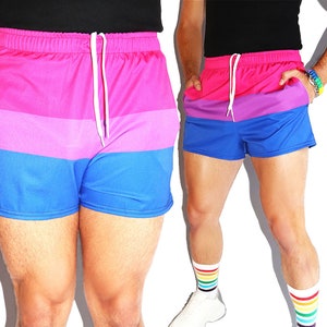 Bisexual Flag All Over Active Shorts- Blue