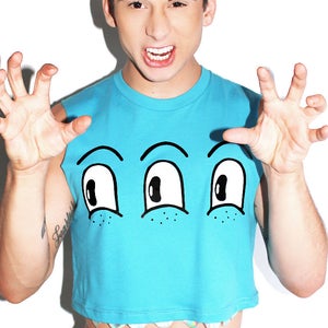 Marek+Richard Triple Eyes Monster Crop Tank-Turq