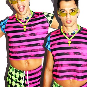 Fun House All Over Fitted Crop Tee - Fuchsia