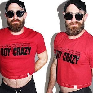 Boy Crazy Crop Tee- Red