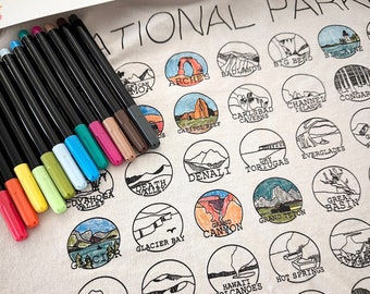 Preorder Sale: National Park T shirt Track your Travels with Fabric Markers - Color in the places you've been