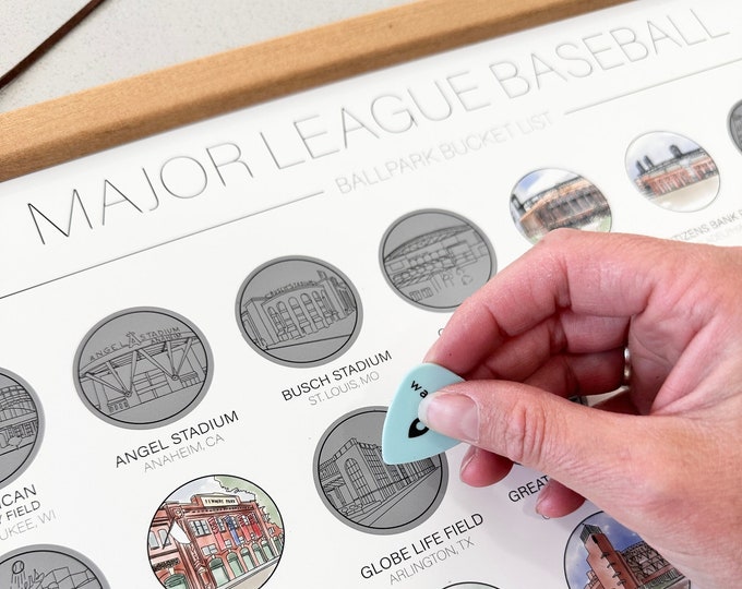 Baseball Scratch off Bucket List Ballpark Scratch off MLB Poster Valentines Day Gift for Him