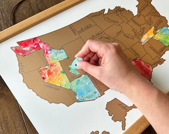 Watercolor Scratch Off Map - Graduation Gift for Travelers - Travel Map - Anniversary Gift - Been There Scratched That - Mother's Day Gift