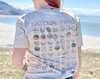 Ensemble t-shirt et marqueurs pour tissu - Parc national sur le suivi de vos voyages - Cadeau pour aventurier - Cadeau pour la fête des Mères - Cadeau de remise des diplômes