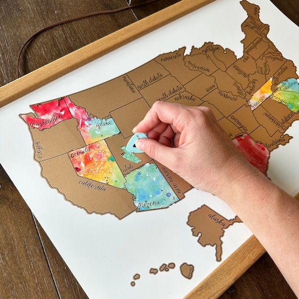 Watercolor Scratch Off USA Travel Map – Graduation Gift