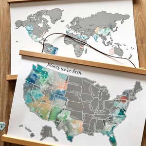 Package Deal US & World Scratch Off Map Unique Graduation Gift Ideas Scratch Off Map Gift Ideas for Mom Globetrotter Travel Gift image 1