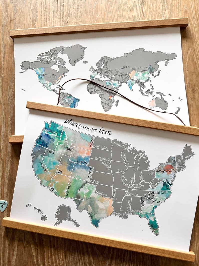Package Deal US & World Scratch Off Map Unique Graduation Gift Ideas Scratch Off Map Gift Ideas for Mom Globetrotter Travel Gift image 1
