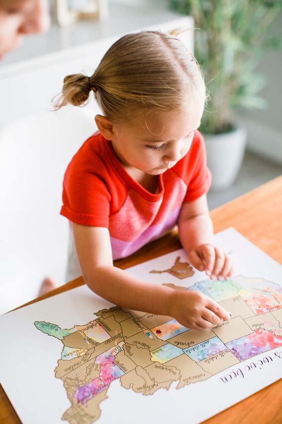 Scratch off US Map Travel Holiday Gift Guide for kids