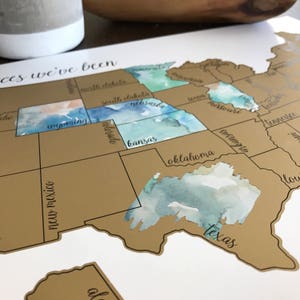 US Scratch Off Map Unique Gift Ideas Kids Travel Wall Art Couples Wedding Gift Graduation Gift Ideas Gift ideas for Moms image 4