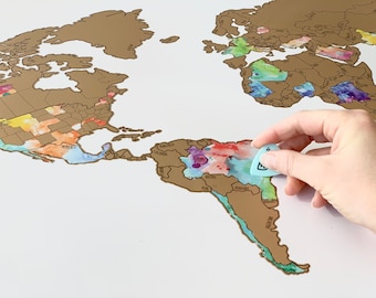 World Scratch Off Map - Travel Map - Watercolor Art - International Map - Couple Gift - Wedding Gift - Wedding Gift - Destination Wedding