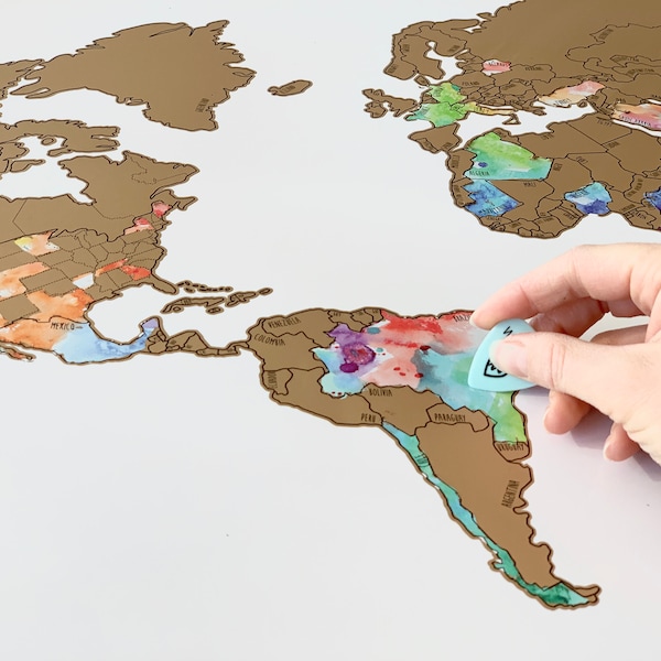 World Scratch Off Map - Travel Map - Watercolor Art - International Map - Couple Gift - Wedding Gift - Wedding Gift - Destination Wedding