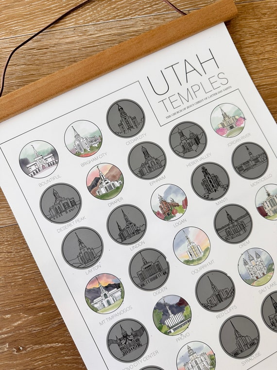 Utah LDS Temple Scratch Off - Utah Temple Bucket List - Latter Day Saint Gift- LDS Religious Art - LDS Father's Day Gift - Utah Temples