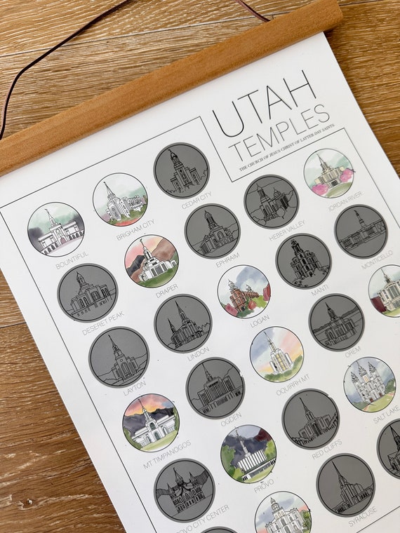 Utah LDS Temple Scratch Off | Utah Temple Bucket List | Latter Day Saint Gift | LDS Gift | Baptism Gift | Temple Wedding Gift