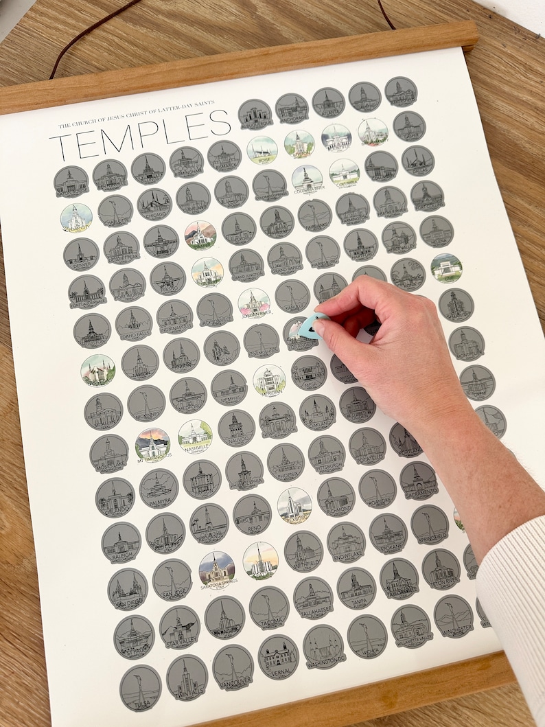 Lista de deseos para rascar del templo SUD – Impresión artística en acuarela (16x20) imagen 3